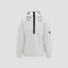 C.p. Company Logo Hooded Sweater In Off White Melange