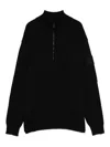 C.p. Company Knitwear Polo Collar In Extrafine Merino Wool Clothing In Black