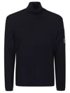 C.p. Company Knitwear Turtle Neck In Re-wool In Black