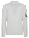 C.p. Company Lens-detail Ribbed-knit Sweater In White
