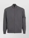 C.p. Company Lambswool Cardigan Contrasting Stitching In Gray