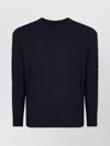 C.p. Company Crew Neck Knitwear In Soft Lambswool With Minimalist Branding In Blue