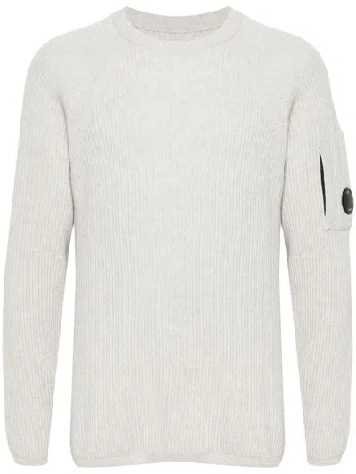 C.p. Company Lambswool Grs Crew Neck Full Knit Clothing In Neutral
