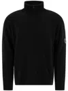C.p. Company C.p.company Half-zip Sweater With "lens" Detail In 999 Black