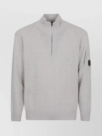 C.p. Company Lambswool Polo Collar Sweater In Gray