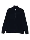 C.p. Company C.p.company Sea Island Full Zip Lens Cardigan In Black