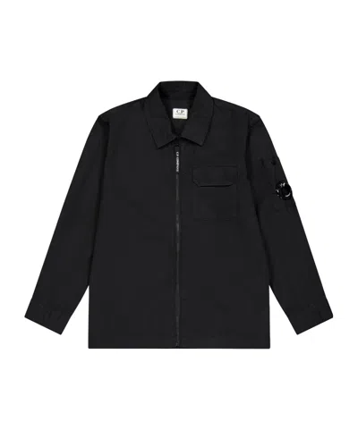 C.p. Company Lapel Zipup Jacket In Black