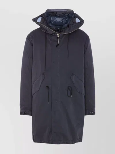 C.p. Company Layered Drawstring Waist Hooded Down Jacket In Grey