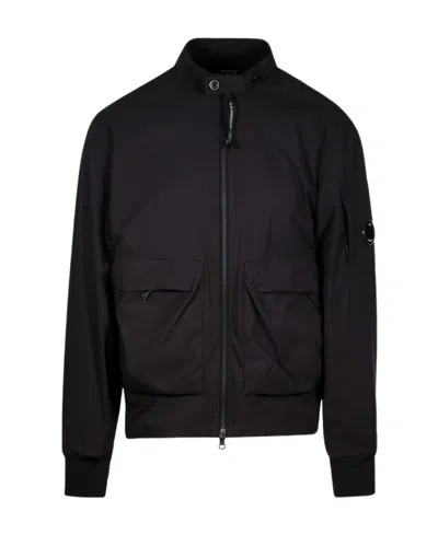 C.p. Company Lens-appliqué Bomber Jacket In Black