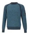 C.p. Company Lens-appliqué Crew-neck Pullover In Blue