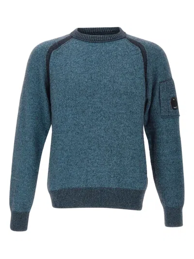 C.p. Company Lens-appliqué Crew-neck Pullover In Blue