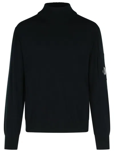 C.P. COMPANY C.P. COMPANY 'LENS' BLACK VIRGIN WOOL BLEND TURTLENECK SWEATER