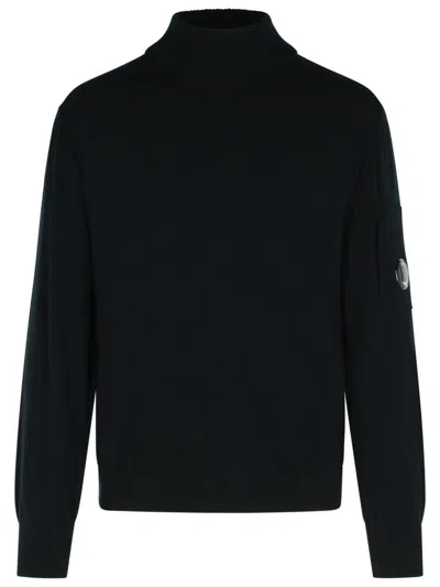 C.P. COMPANY LENS' BLACK VIRGIN WOOL BLEND TURTLENECK SWEATER