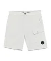 C.p. Company Minimalist White Shorts With Flap Pocket In White