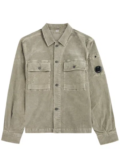 C.p. Company Lens Corduroy Overshirt In 359 Walnut