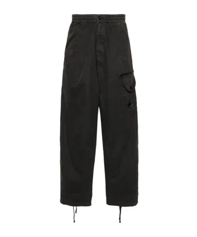 C.p. Company Lens Cotton Cargo Trousers In Grey