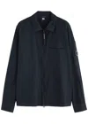 C.p. Company Lens Cotton Gabardine Overshirt In Blue