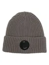 C.p. Company Ribbed-wool Lens-detail Beanie Hat In Gray