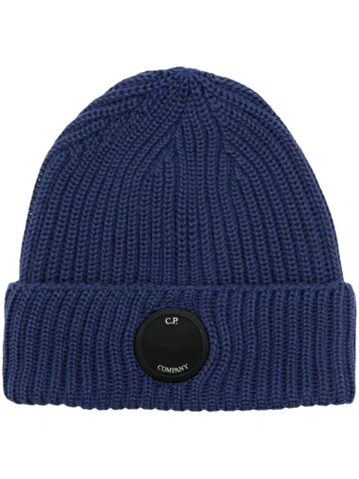 C.p. Company Lens Detail Beanie Hat In Blue