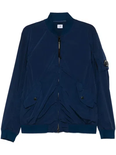 C.p. Company Lens-detail Bomber Jacket In Blue