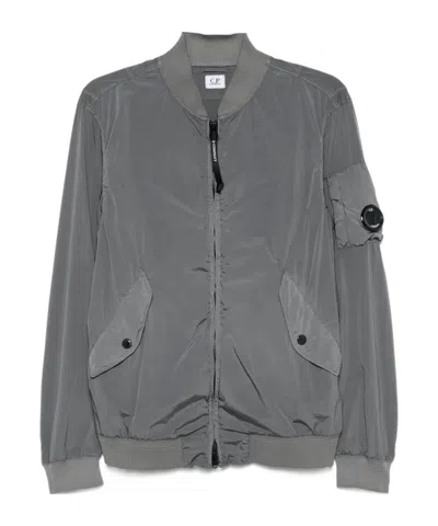C.p. Company Lens-detail Bomber Jacket In Gray
