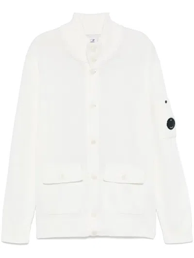 C.p. Company Lens-detail Cardigan In White