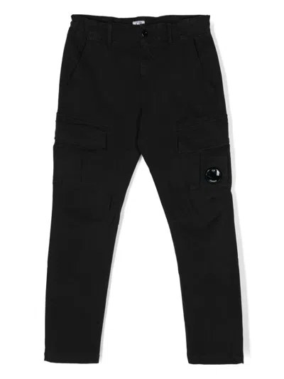 C.p. Company Kids' Lens-detail Cargo Trousers In Black