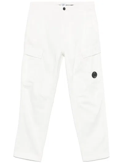 C.p. Company Lens-detail Cargo Pants In White