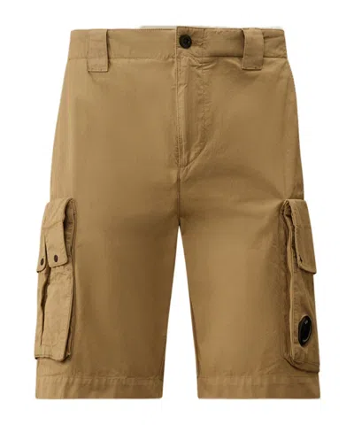 C.p. Company Lens-detail Cargo Shorts In Brown