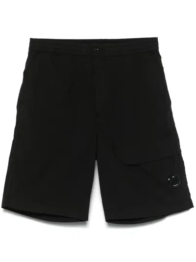 C.p. Company C.p.company Cotton Cargo Shorts With Lens In Black