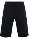 C.p. Company Cotton And Linen Cargo Shorts In Black