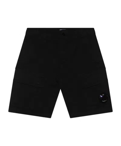 C.p. Company Kids' Lens-detail Cargo Shorts In Black