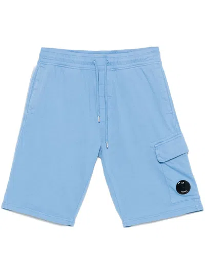 C.p. Company Lens-detail Cargo Shorts In Blue