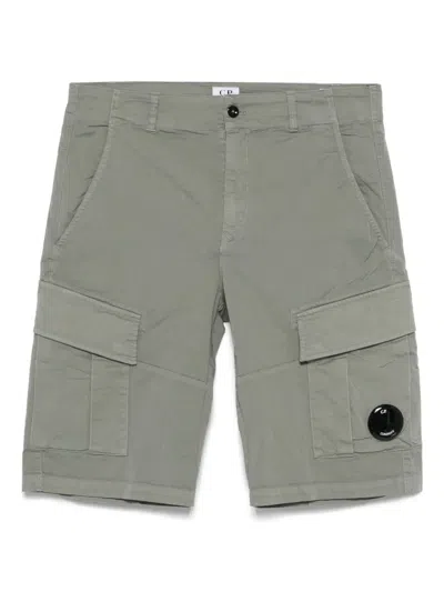 C.p. Company Kids' Lens-detail Cargo Shorts In Green
