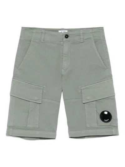 C.p. Company Kids' Lens-detail Cargo Shorts In Green