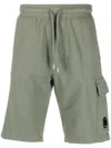 C.p. Company Lens-detail Cargo Shorts In Green