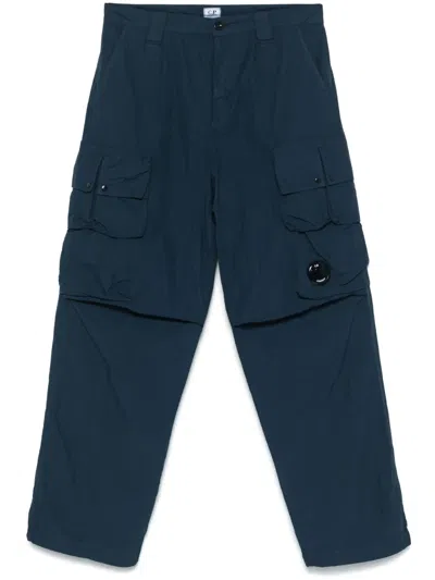 C.p. Company Lens-detail Cargo Trousers In Blue