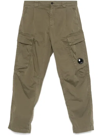C.p. Company Lens-detail Cargo Trousers In Green