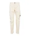 C.p. Company White Cargo Pants With Lens Motif On The Leg In Cotton Man In White