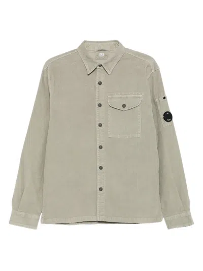 C.p. Company Lens-detail Corduroy Shirt In Green