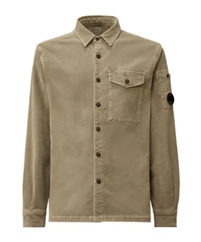 C.p. Company Lens-detail Corduroy Shirt In Green