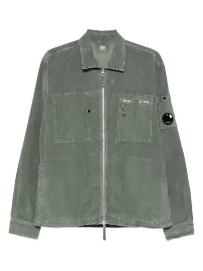 C.p. Company Lens-detail Corduroy Shirt Jacket In Green
