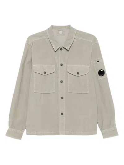 C.p. Company Lens-detail Corduroy Shirt Jacket In Gray