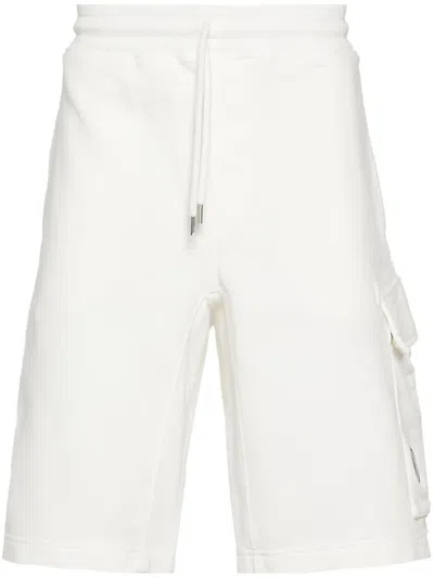 C.p. Company Lens-detail Cotton Bermuda Shorts In 白色