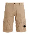 C.p. Company Lens-detail Cotton Cargo Shorts In Nude