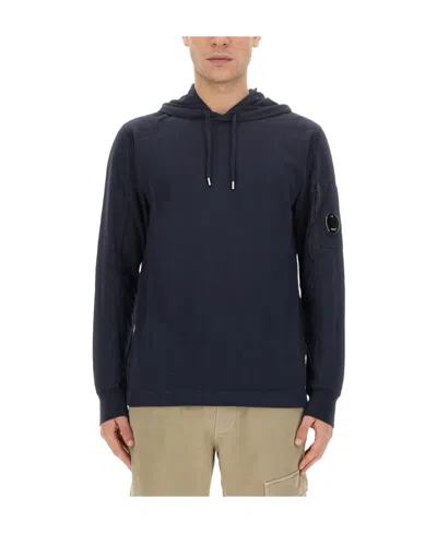 C.p. Company Lens-detail Cotton Hoodie In Black