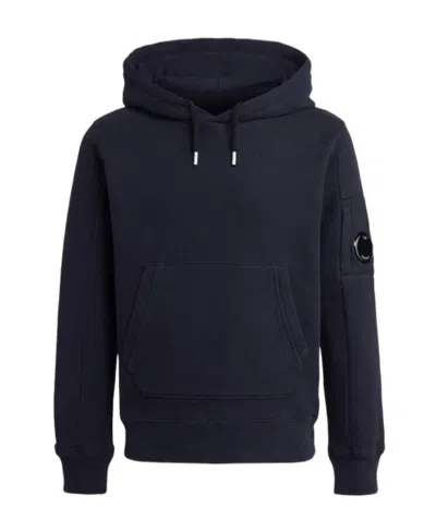 C.p. Company Lens-detail Cotton Hoodie In Black