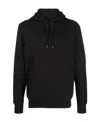 C.p. Company Classic Black Hoodie With Kangaroo Pocket And Signature Detail In Black