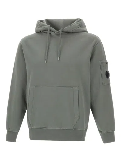 C.p. Company Lens-detail Cotton Hoodie In Green