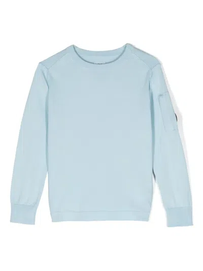 C.p. Company Kids' Lens-detail Cotton Jumper In Blue
